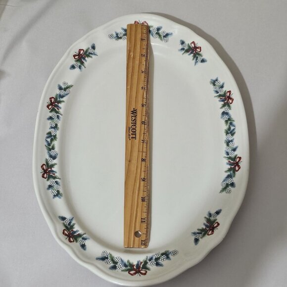 Pfaltzgraff Red Ribbon Oval Serving Platter 14" USA holiday Christmas dish serve - Picture 8 of 8